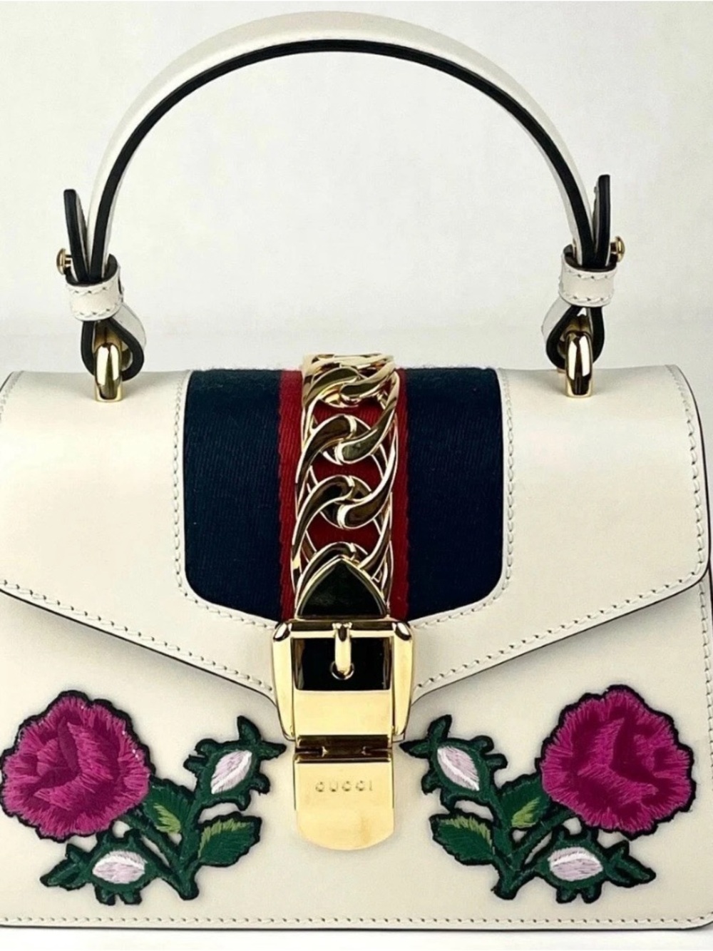 Gucci embroidered floral purse